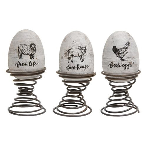3/Set Farm Life Eggs on Springs (Pack of 2)