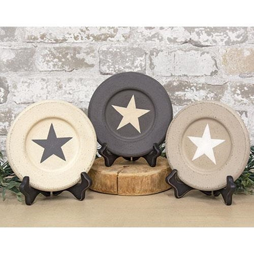 Farmhouse Colors Distressed Star Plate 3 Asstd. (Pack of 4)