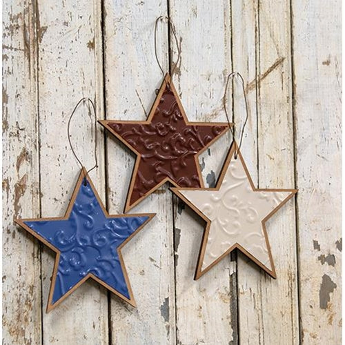 Embossed Patriotic Star Orn 3 asstd. (Pack of 4)