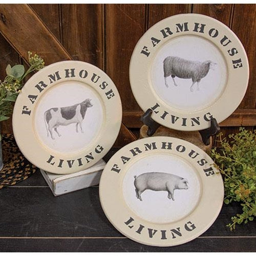 Farmhouse Living Farm Animal Plate 3 Asstd. (Pack of 2)