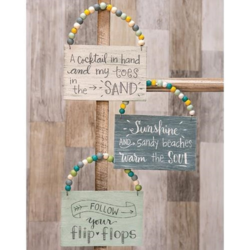 Follow Your Flip Flops Beaded Hanger 3 asstd. (Pack of 4)