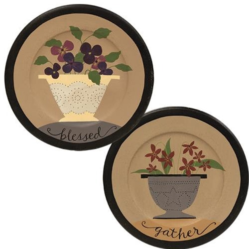 *Gather or Blessed Floral Plate 2 asstd. (Pack of 2)