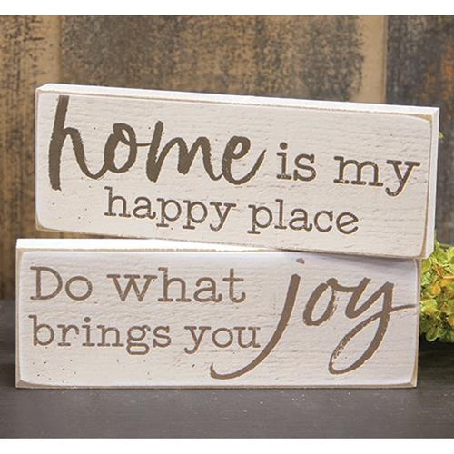 Home Is My Happy Place Rectangle Block 2 asstd. (Pack of 4)