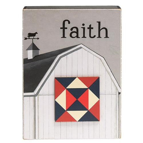 Faith Family Farming Quilt Star Box Sign 3 asstd.  (Pack of 4)