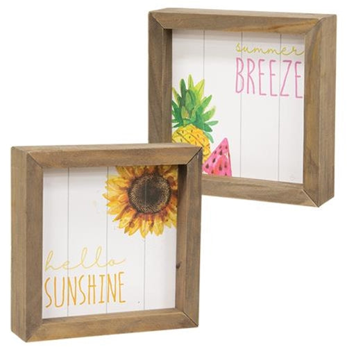 Hello Sunshine Two-Sided Framed Sign  (Pack of 4)