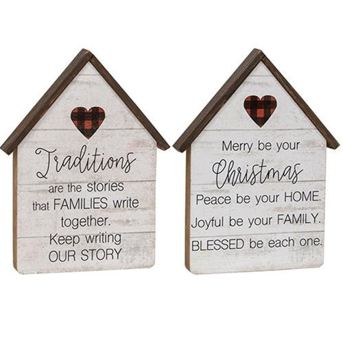 Merry Be Buffalo Check Heart House 2 Asstd. (Pack of 4)