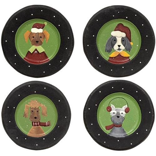 Christmas Dog Plate 4 Asstd.  (Pack of 4)