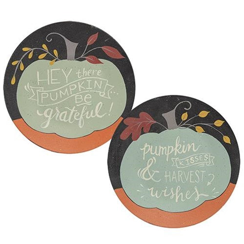 Pumpkin Kisses & Harvest Wishes Plate 2 Asstd. (Pack of 2)