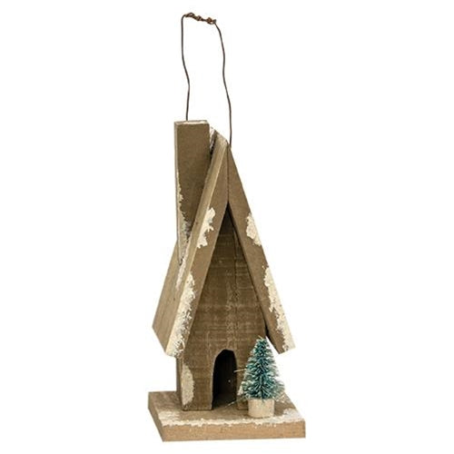 Primitive Town Snowy A-Frame  (Pack of 4)