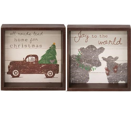 Joy To The World Box Sign 2 Asstd. (Pack of 2)