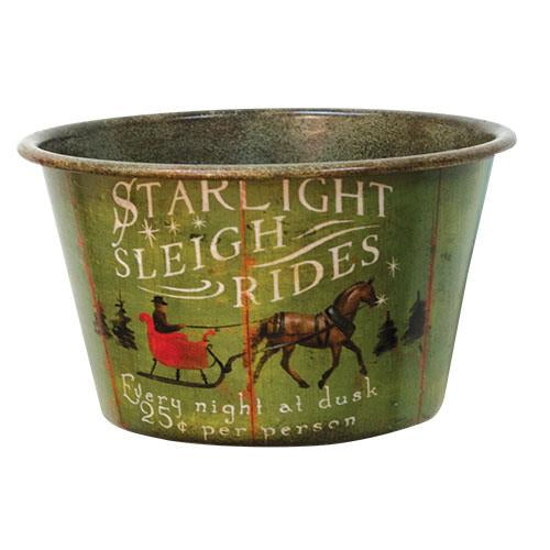 Sleigh Rides Vintage Tin Bowl  (Pack of 4)