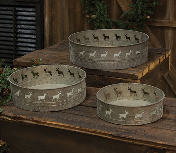 3/Set  Round Reindeer Trays