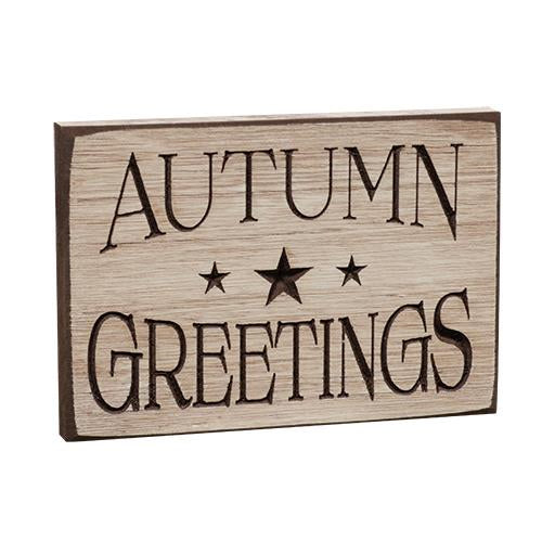 Autumn Greetings Engraved Sign (Pack of 2)