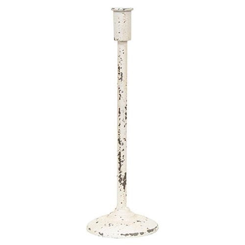 Distressed White Candle Holder 14.5