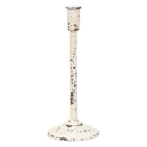 Distressed White Candle Holder 11.75