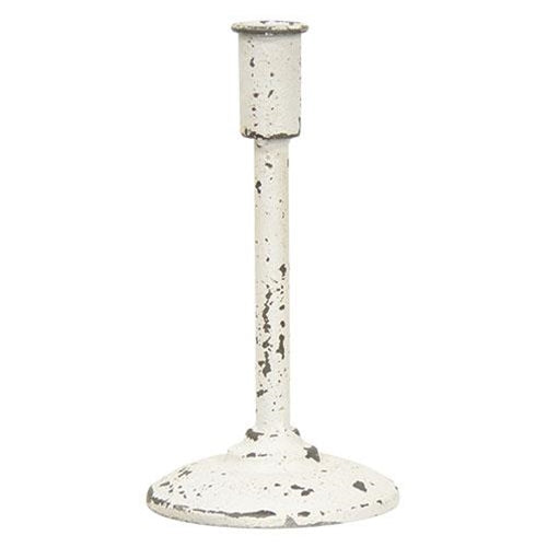 Distressed White Candle Holder 9