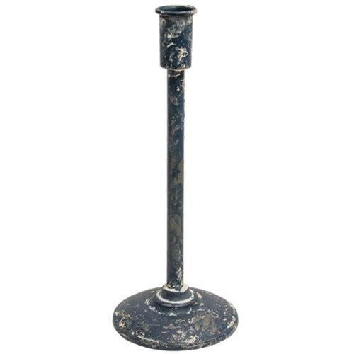 Distressed Black Candle Holder 11.75