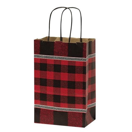 Red Buffalo Check Gift Bag Small (Pack of 4)