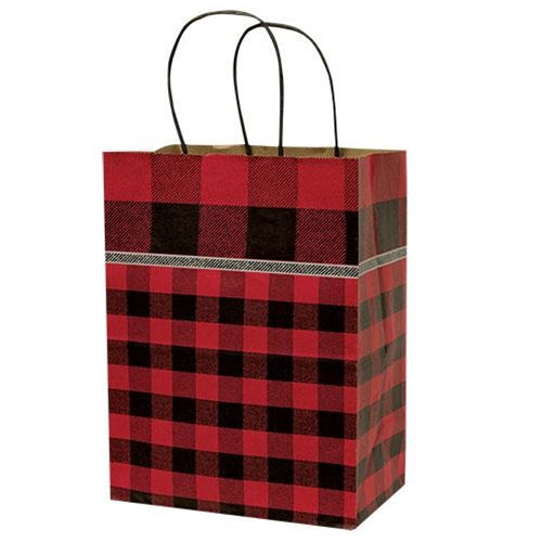 Red Buffalo Check Gift Bag Medium  (Pack of 4)