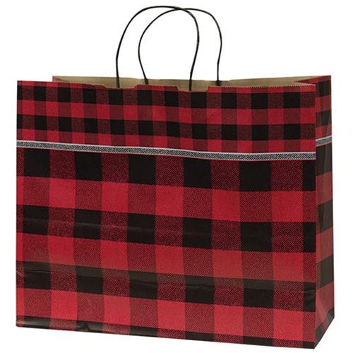 Red Buffalo Check Gift Bag Large  (Pack of 4)