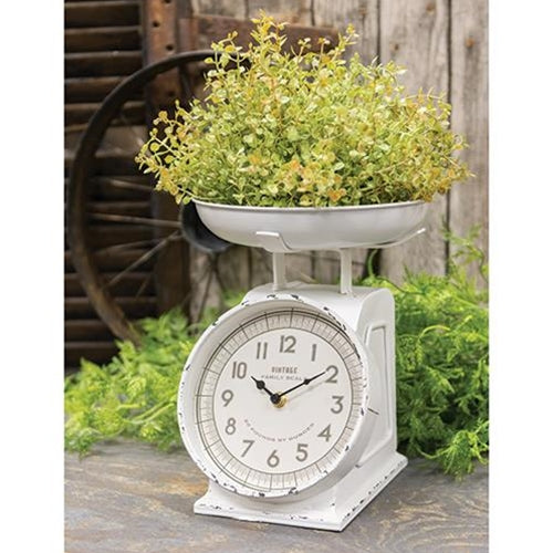 Rustic White Scale w/Clock