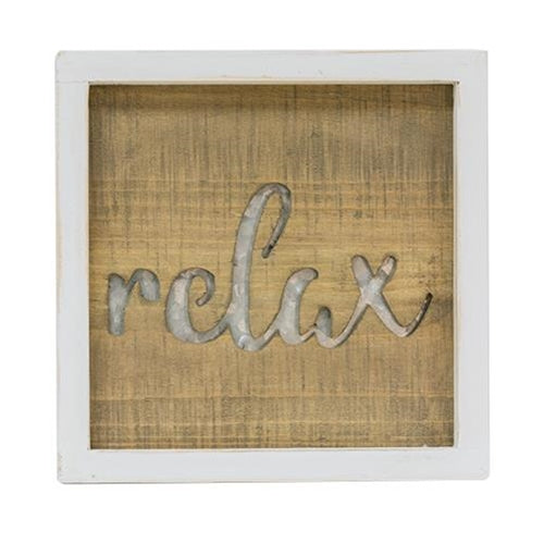 *Framed Metal Cutout Relax Sign