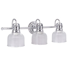 Load image into Gallery viewer, 3 Light Brushed Chrome Glass Wall Mounted Vanity Light
