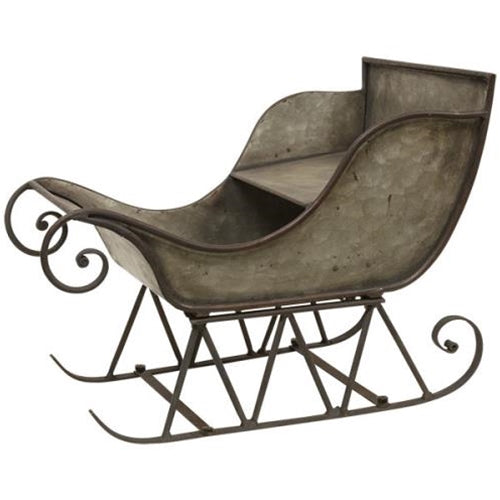Rustic Galvanized Metal Sleigh 4 Piece Assembly