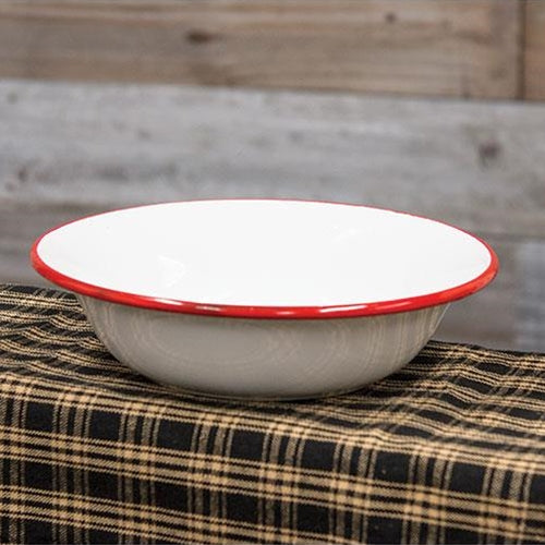 Red Rim Enamel Soup Bowl  (Pack of 4)