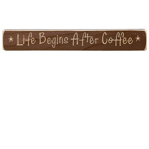 Life Begins After Coffee Engraved Block 12