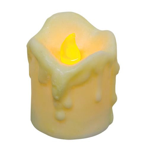 Ivory Mini Dripped Timer Pillar  (Pack of 2)