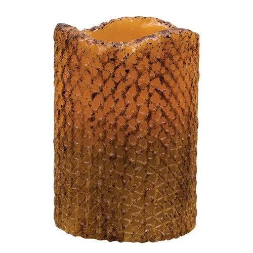 Burnt Mustard Honeycomb Timer Pillar (Pack of 2)