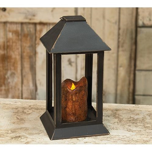 Burnt Mustard Dripped Pillar Lantern 12 inch