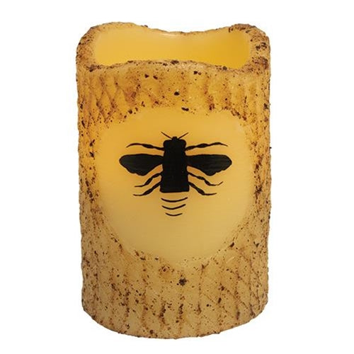 Bumblebee Burnt Ivory Timer Pillar Candle (Pack of 2)