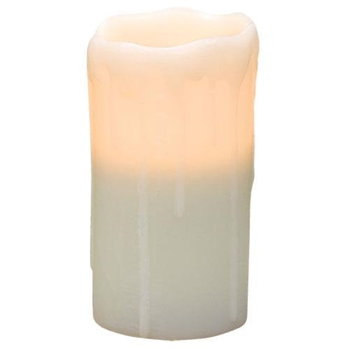 White Dripped Pillar Candle 6 inch (Pack of 2)