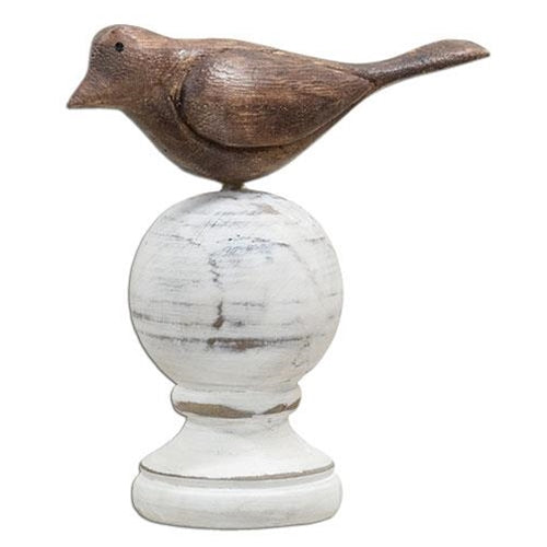 Wood Carved Bird Finial (Pack of 2)