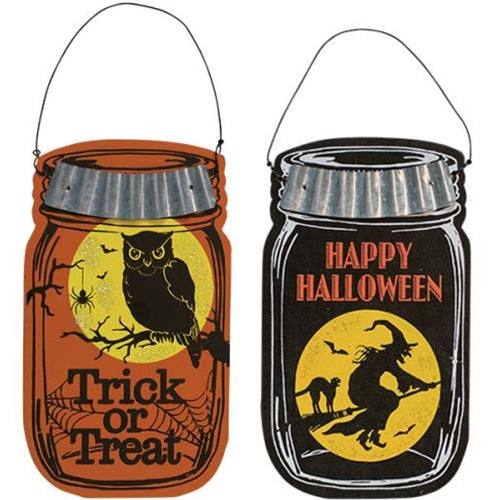 Happy Halloween Jar Ornament 2 Asstd. (Pack of 4)