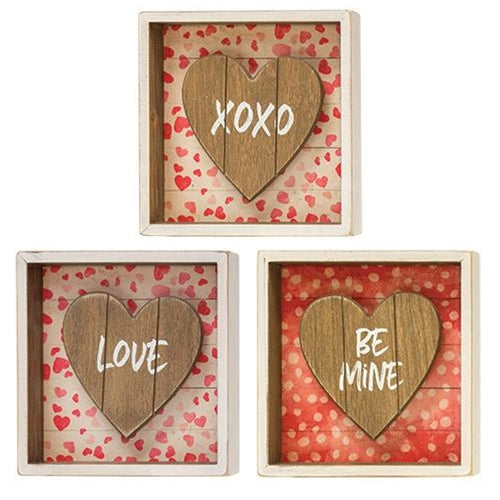 Be Mine Shadow Box Sign 3 Asstd. (Pack of 2)