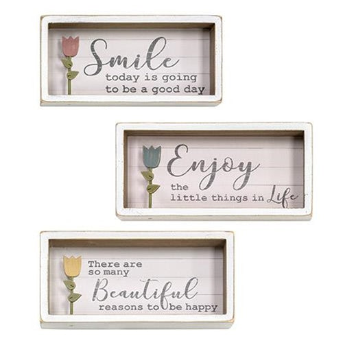 Tulip Shadow Box Sign 3 Asstd. (Pack of 2)