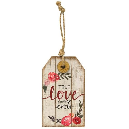 True Love Never Ends Wood Tag Ornament (Pack of 4)