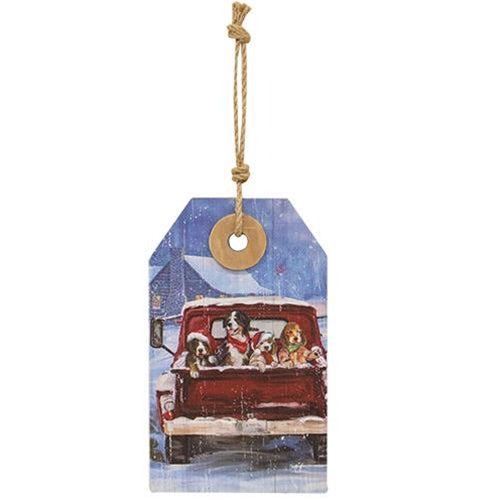 Winter Truck Scene Wooden Tag (Pack of 2)