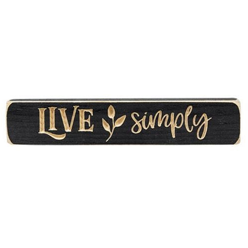 Live Simply Engraved Block Smooth Black (Pack of 4)
