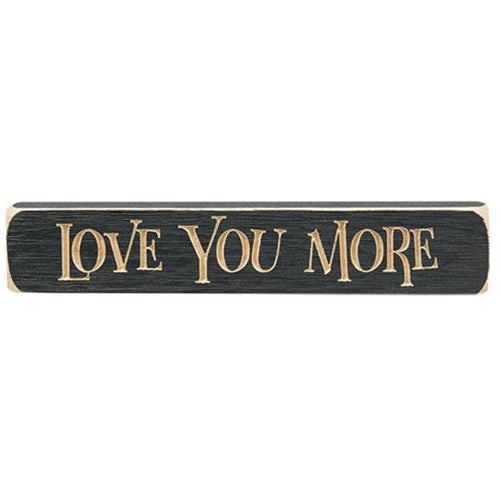 Love You More Engraved Block Dark Gray  (Pack of 4)