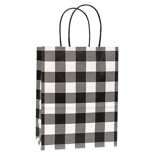 Black & White Buffalo Check Gift Bag Medium (Pack of 4)