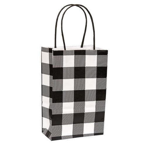 Black & White Buffalo Check Gift Bag Small (Pack of 4)