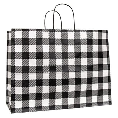 Black & White Buffalo Check Gift Bag Large (Pack of 4)