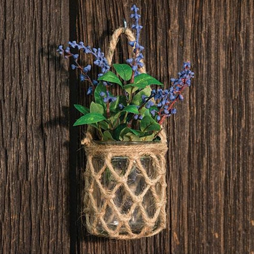 Glass Jar w/ Rope Net  (Pack of 4)