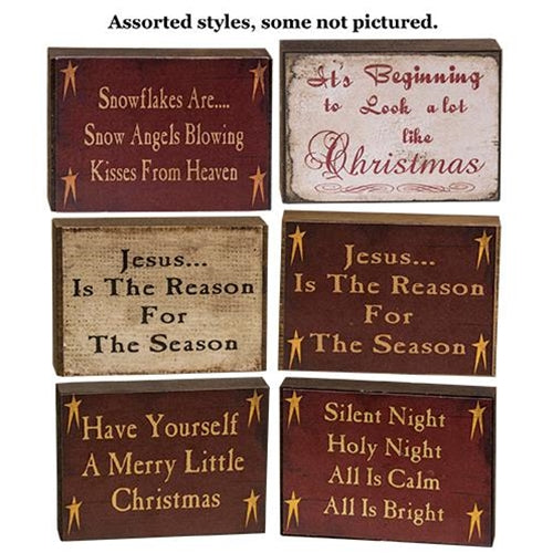Christmas Sayings Block Assorted (Pack of 4)