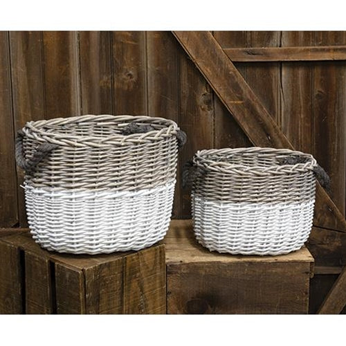 2/Set White Dipped Grain Baskets