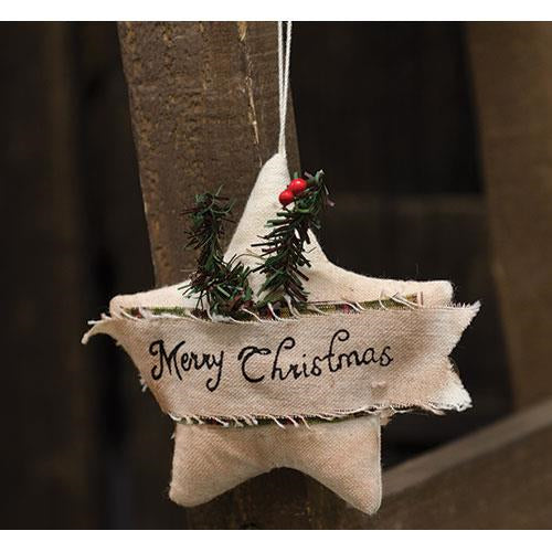 Merry Christmas Fabric Star (Pack of 4)